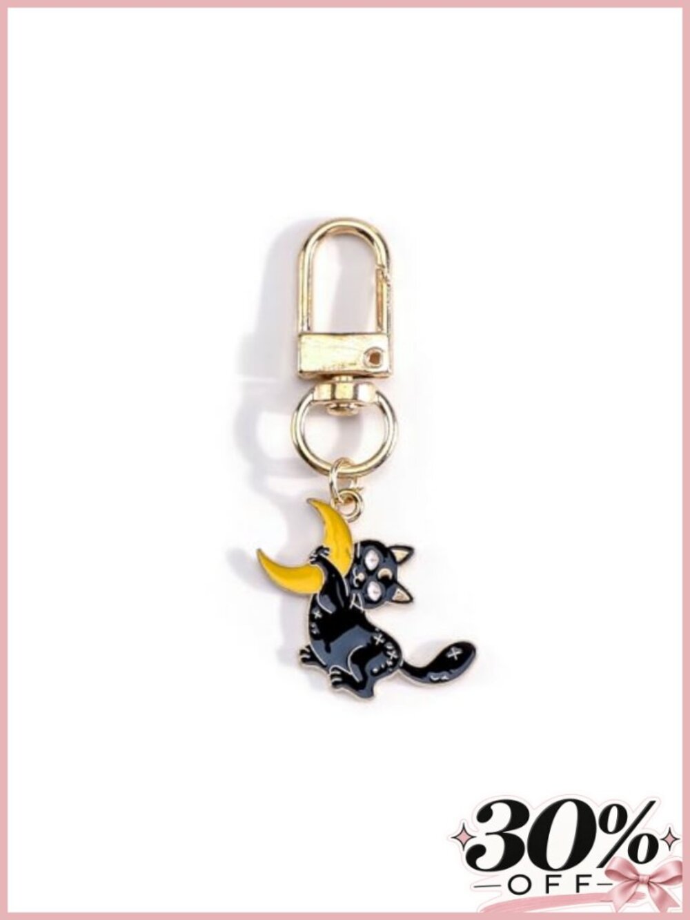 Black Cat Moon Keychain Cute Bag Charm Keyring Gift for Women